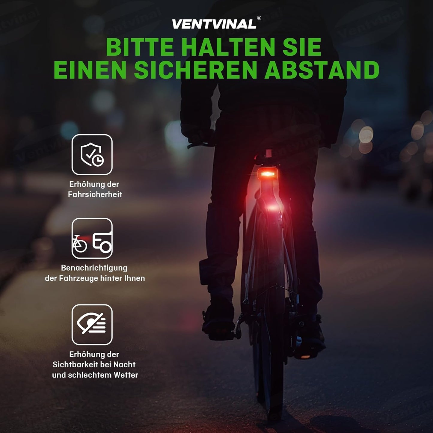 LED Fahrrad Rücklicht Bremslicht, Fahrradlicht USB Aufladbar mit Reflektor, StVZO zugelassen Fahrradbeleuchtung IPX5, Fahrrad Rücklichter mit Reflektoren Standlicht Schwarz