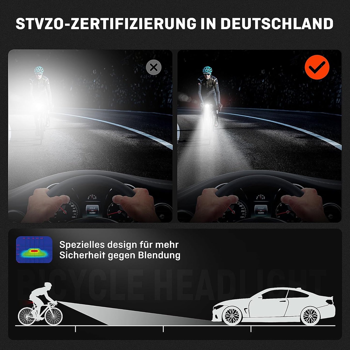 Ventvinal Fahrradlicht Led Set,Stvzo Zugelassen Fahrradlicht Vorne und Rücklicht Fahrrad,Type-C Fahrradbeleuchtung Set,Fahrradlicht USB Aufladbar mit Batterie Aufforderung,IPX5 Wasserdicht