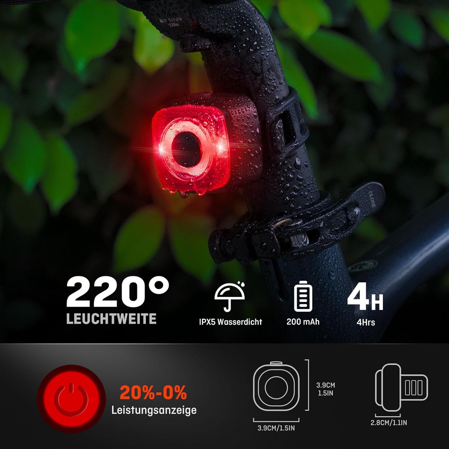 Ventvinal Fahrradlicht Led Set,Stvzo Zugelassen Fahrradlicht Vorne und Rücklicht Fahrrad,Type-C Fahrradbeleuchtung Set,Fahrradlicht USB Aufladbar mit Batterie Aufforderung,IPX5 Wasserdicht